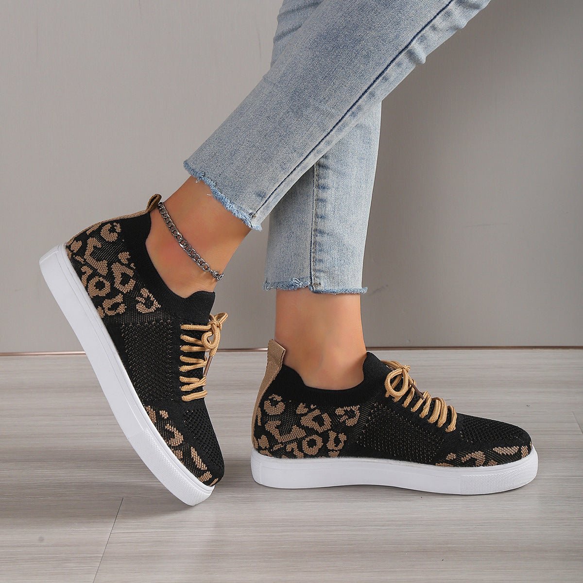 Lace-Up Leopard Flat Sneakers - Mad Gringa Hats & Boutique