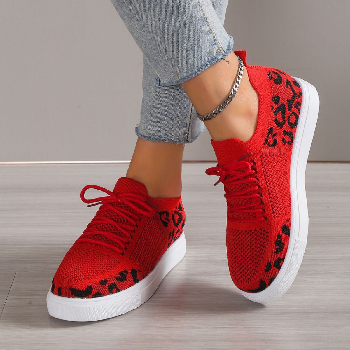 Lace-Up Leopard Flat Sneakers - Mad Gringa Hats & Boutique