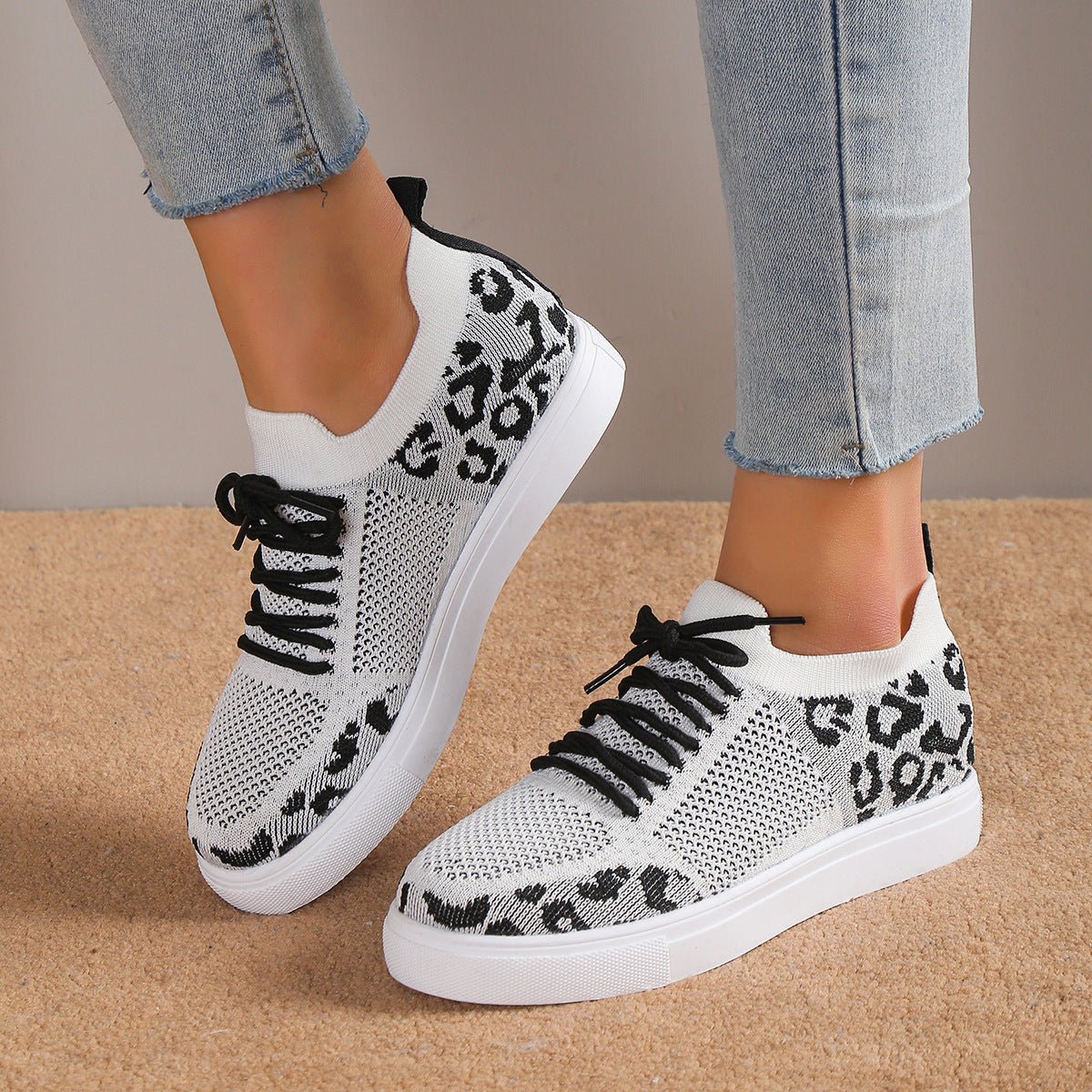 Lace-Up Leopard Flat Sneakers - Mad Gringa Hats & Boutique