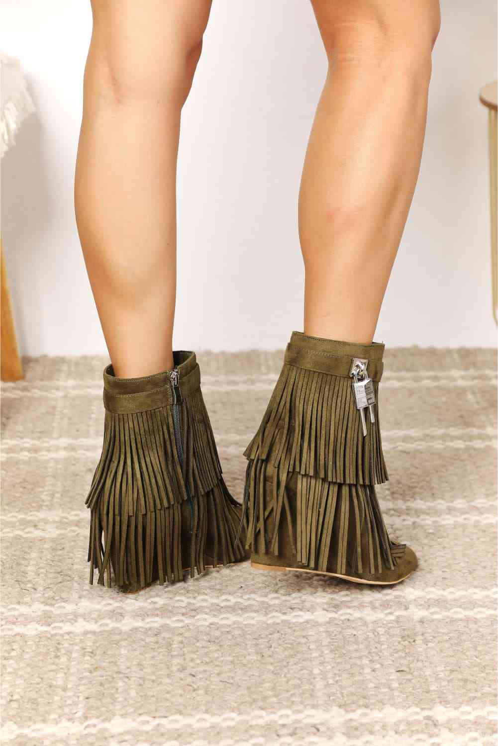 Legend Women's Tassel Wedge Heel Ankle Booties - Mad Gringa Hats & Boutique