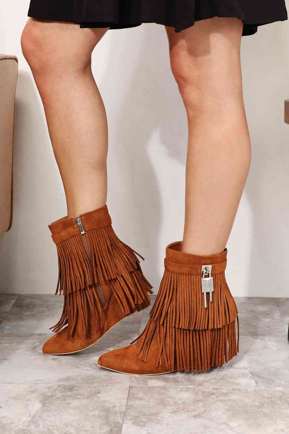 Legend Women's Tassel Wedge Heel Ankle Booties - Mad Gringa Hats & Boutique