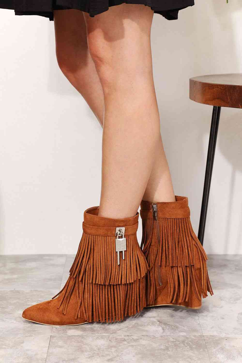 Legend Women's Tassel Wedge Heel Ankle Booties - Mad Gringa Hats & Boutique