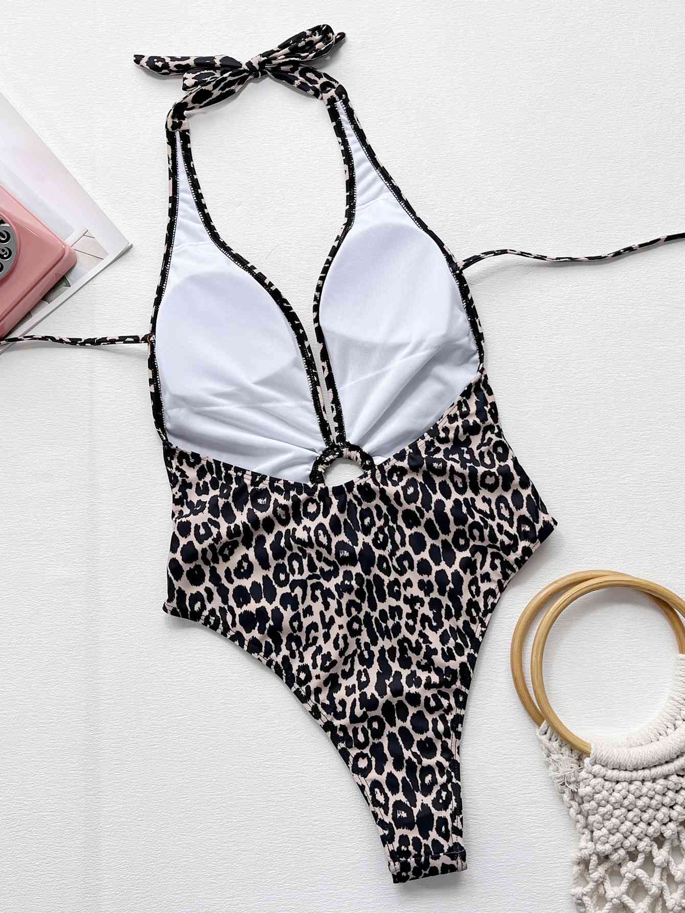 Leopard Halter Neck Ring Detail One-Piece Swimsuit - Mad Gringa Hats & Boutique