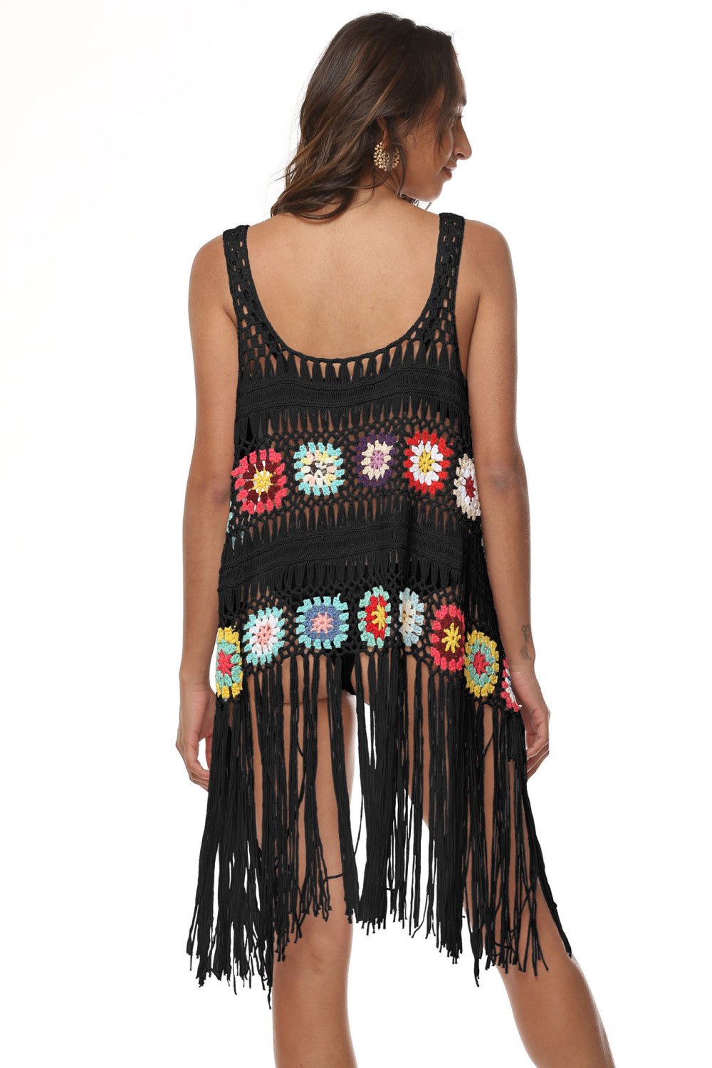 Openwork Fringe Detail Embroidery Sleeveless Cover-Up - Mad Gringa Hats & Boutique