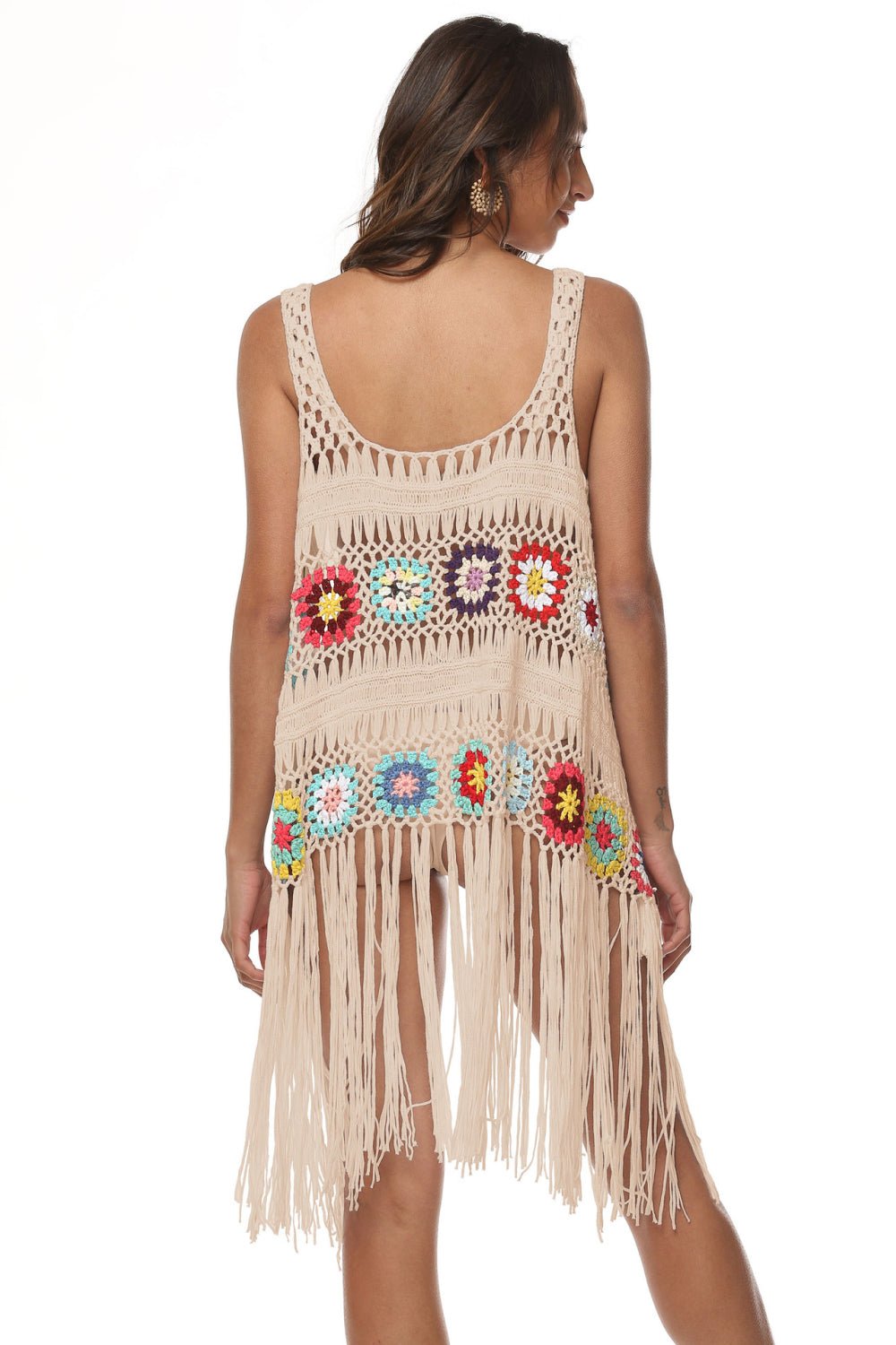 Openwork Fringe Detail Embroidery Sleeveless Cover-Up - Mad Gringa Hats & Boutique