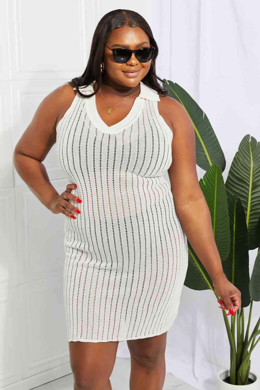 Openwork Johnny Collar Cover Up Dress - Mad Gringa Hats & Boutique