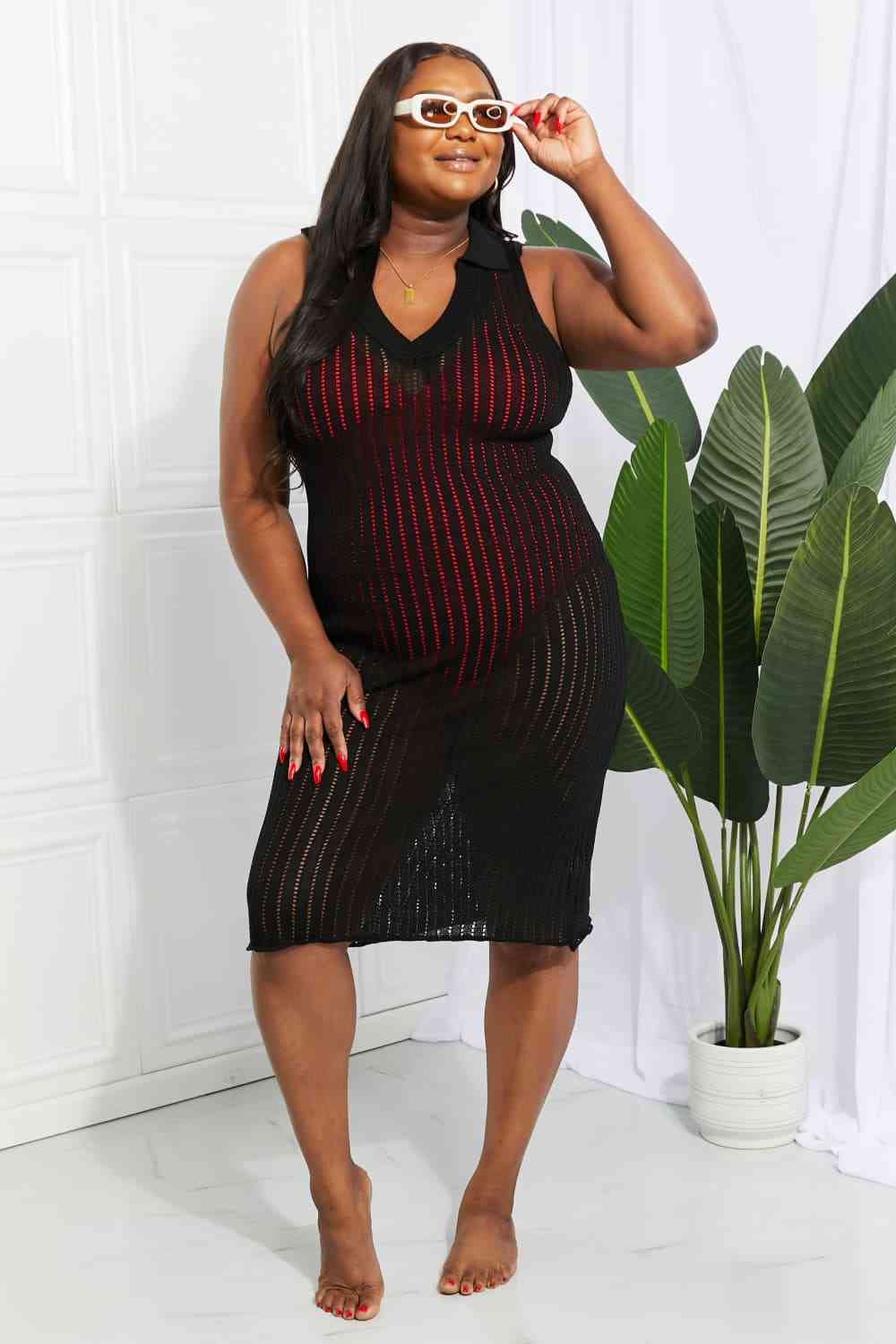 Openwork Johnny Collar Cover Up Dress - Mad Gringa Hats & Boutique
