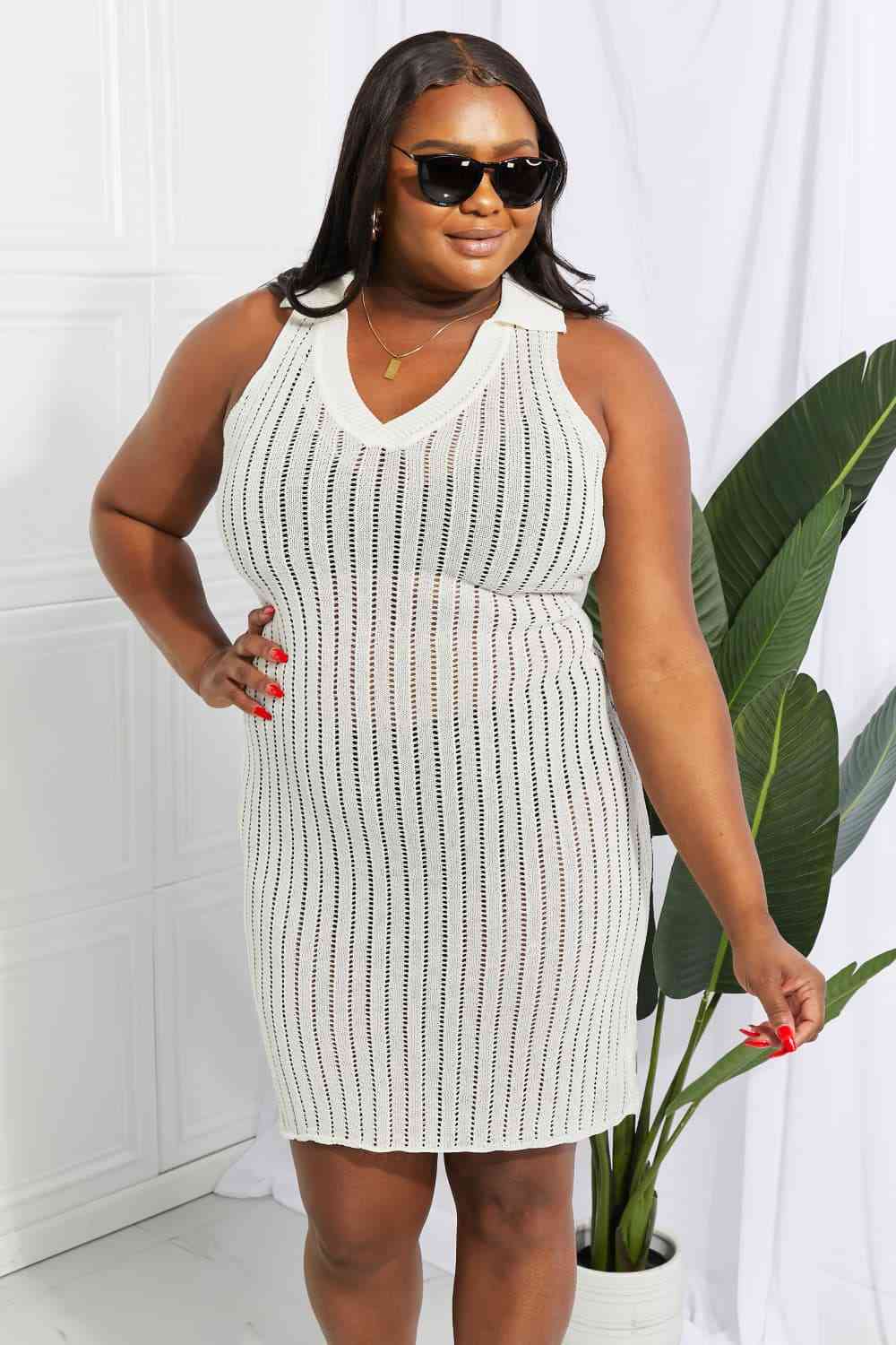 Openwork Johnny Collar Cover Up Dress - Mad Gringa Hats & Boutique