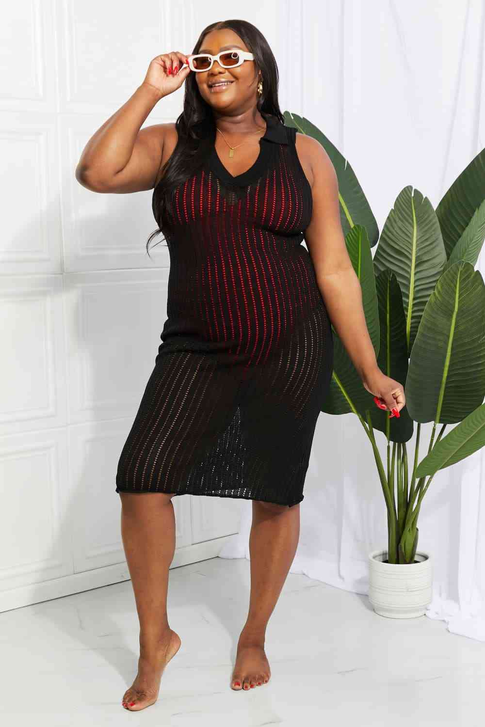 Openwork Johnny Collar Cover Up Dress - Mad Gringa Hats & Boutique