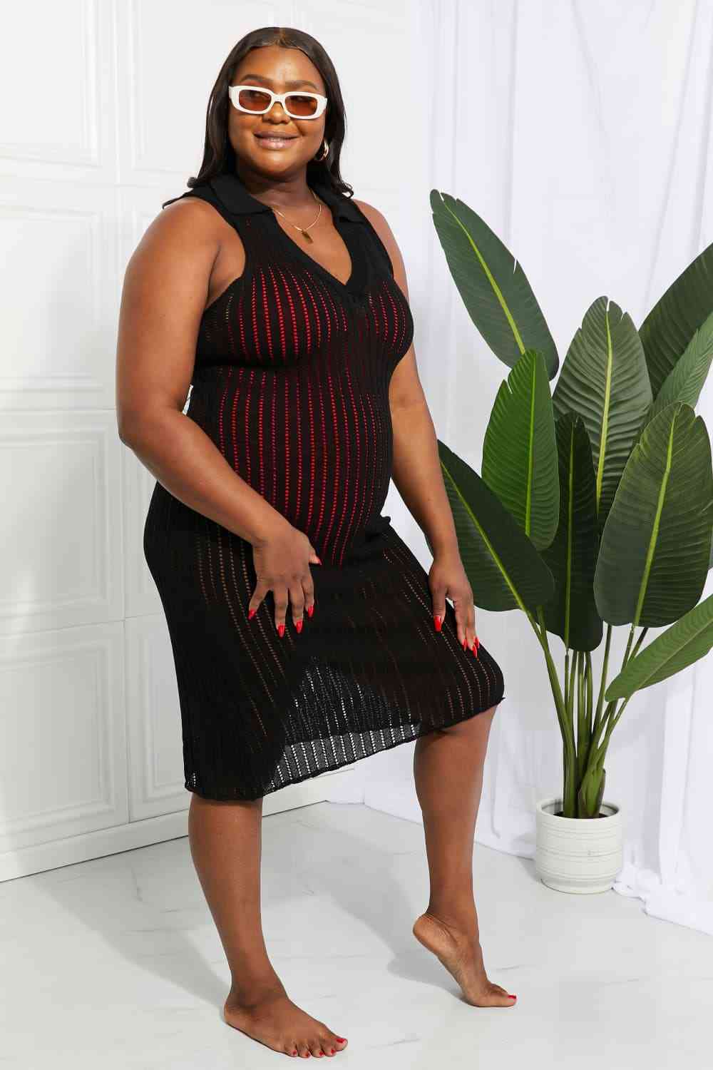 Openwork Johnny Collar Cover Up Dress - Mad Gringa Hats & Boutique