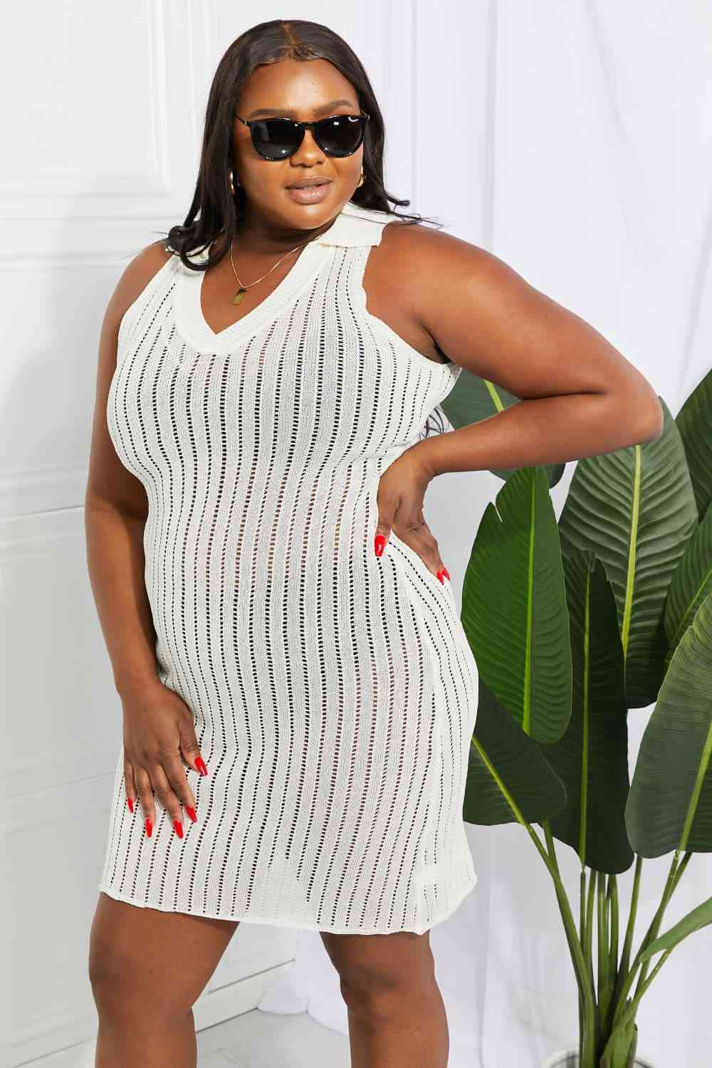 Openwork Johnny Collar Cover Up Dress - Mad Gringa Hats & Boutique