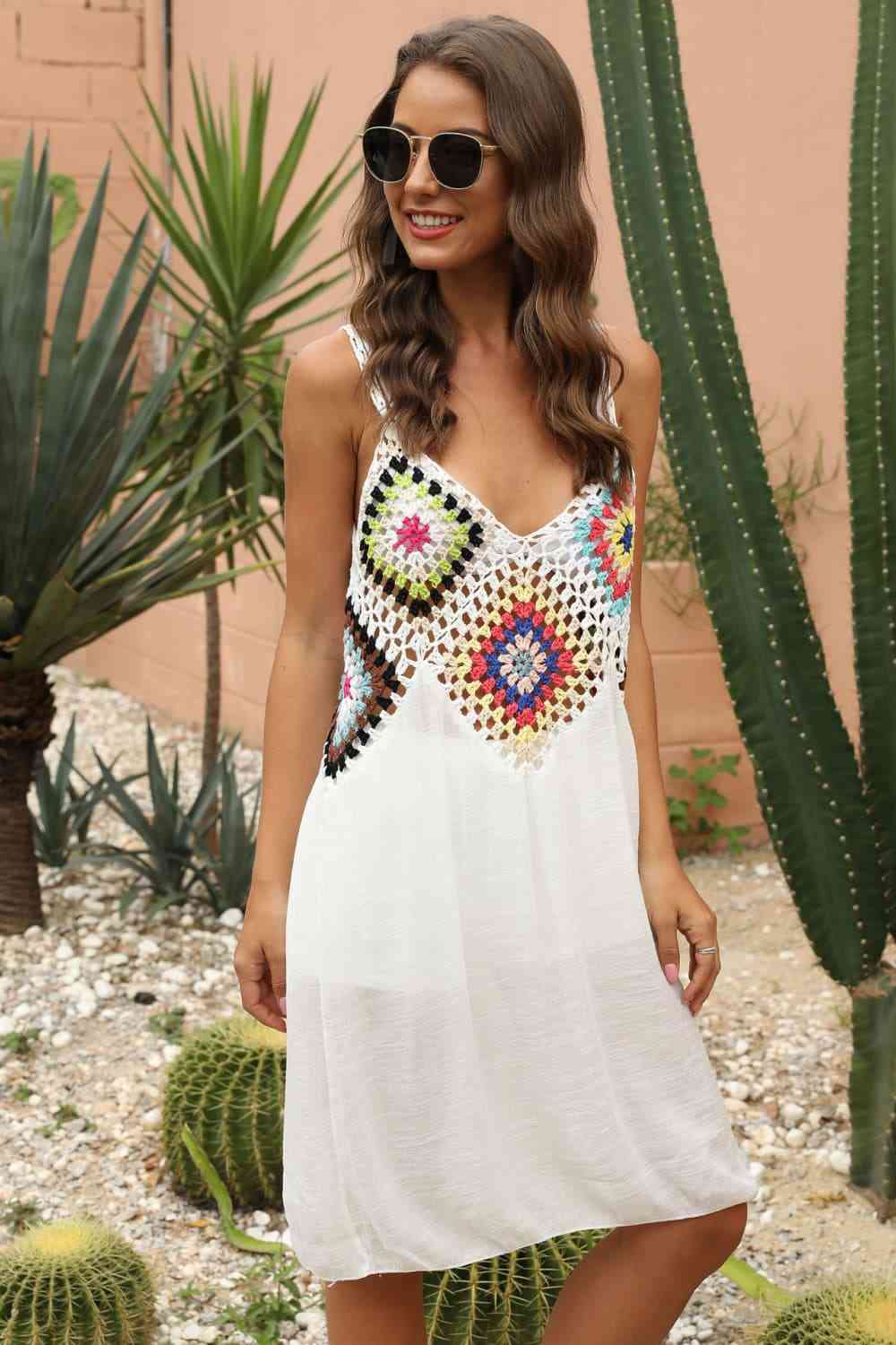 Openwork Sleeveless Embroidery Dress - Mad Gringa Hats & Boutique