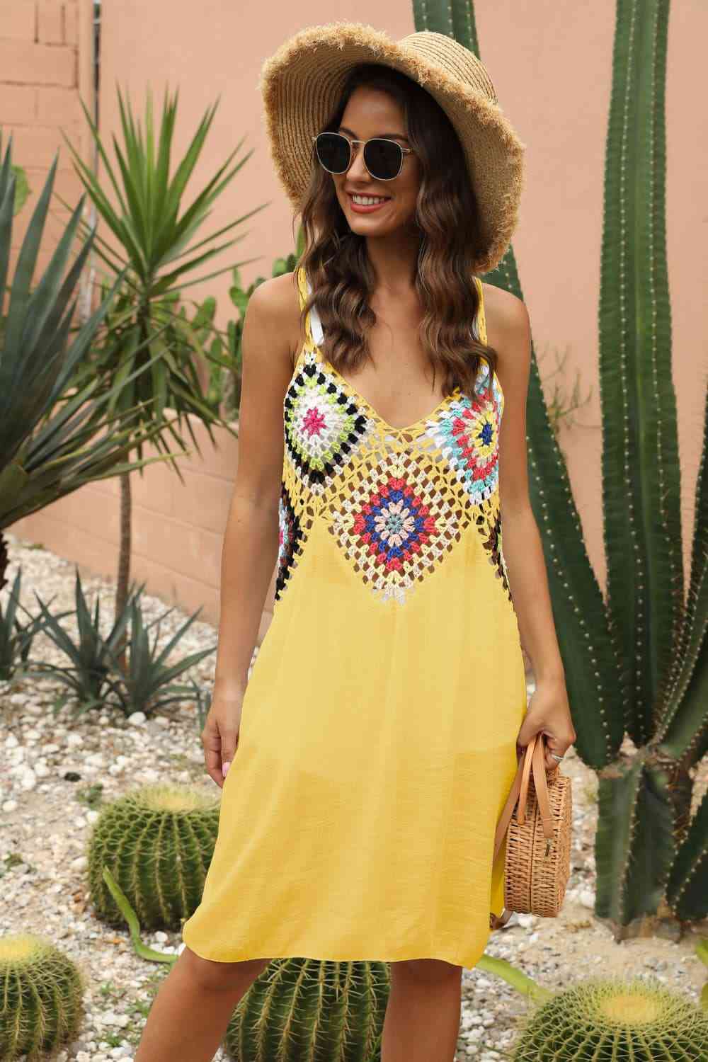 Openwork Sleeveless Embroidery Dress - Mad Gringa Hats & Boutique