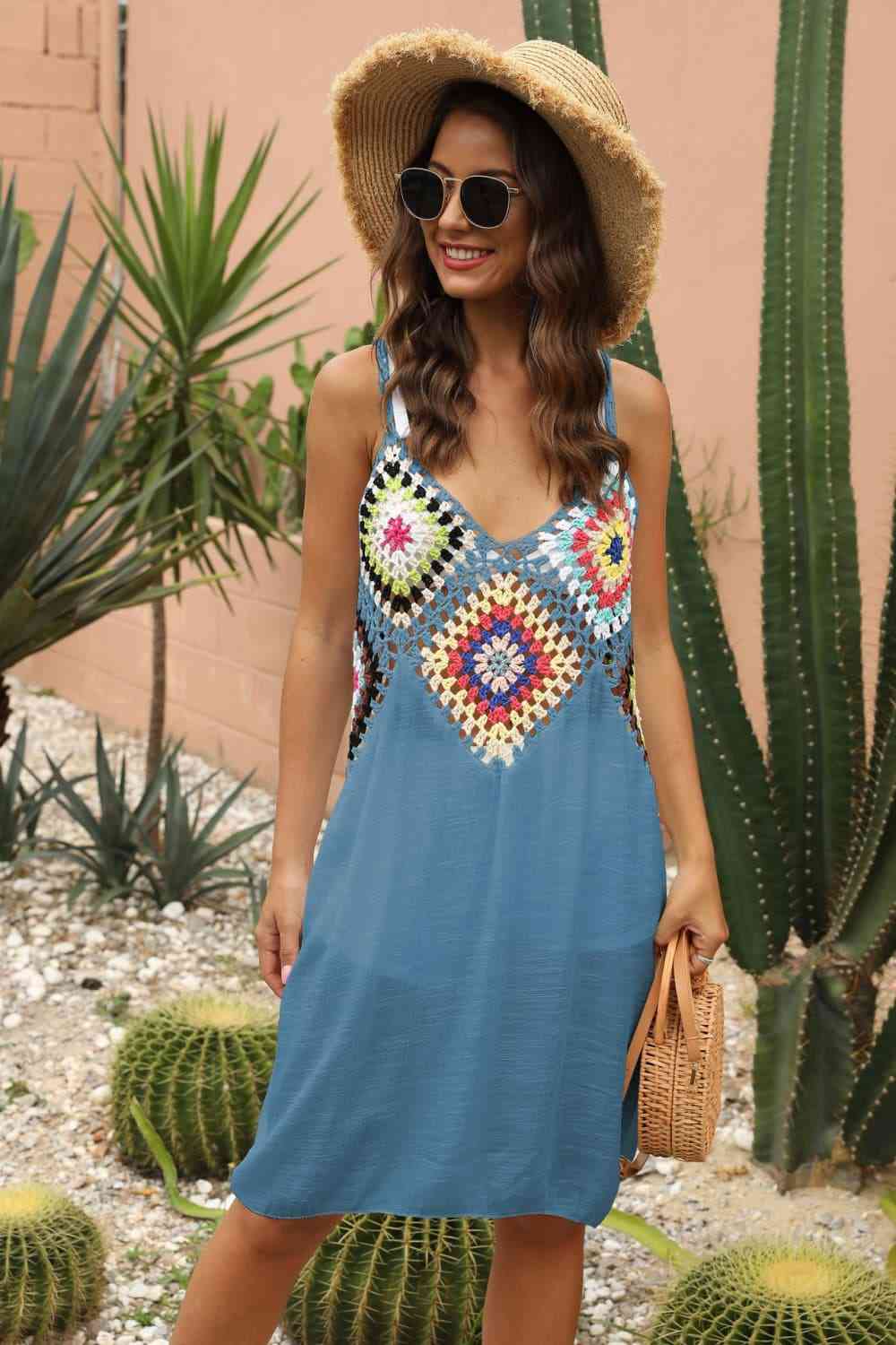 Openwork Sleeveless Embroidery Dress - Mad Gringa Hats & Boutique
