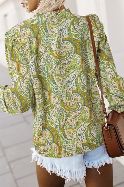 Printed Frill Flounce Sleeve Shirt - Mad Gringa Hats & Boutique