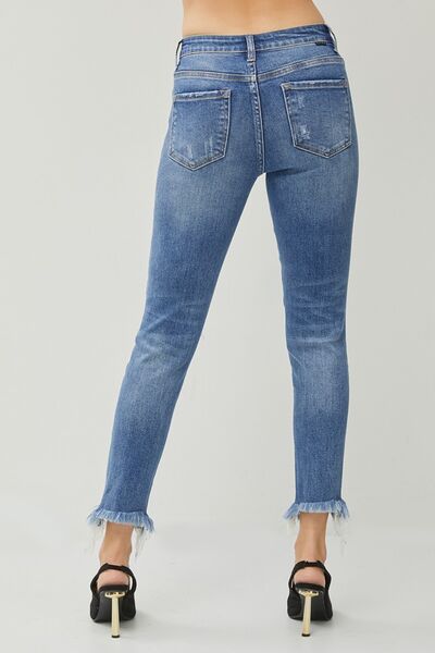 RISEN Distressed Frayed Hem Slim Jeans - Mad Gringa Hats & Boutique