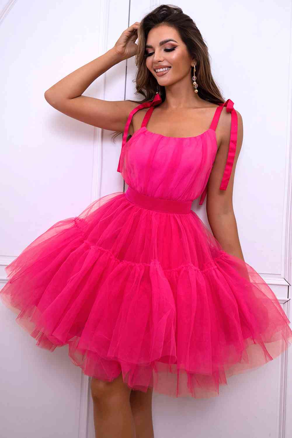 Tie-Shoulder Mesh Dress - Mad Gringa Hats & Boutique