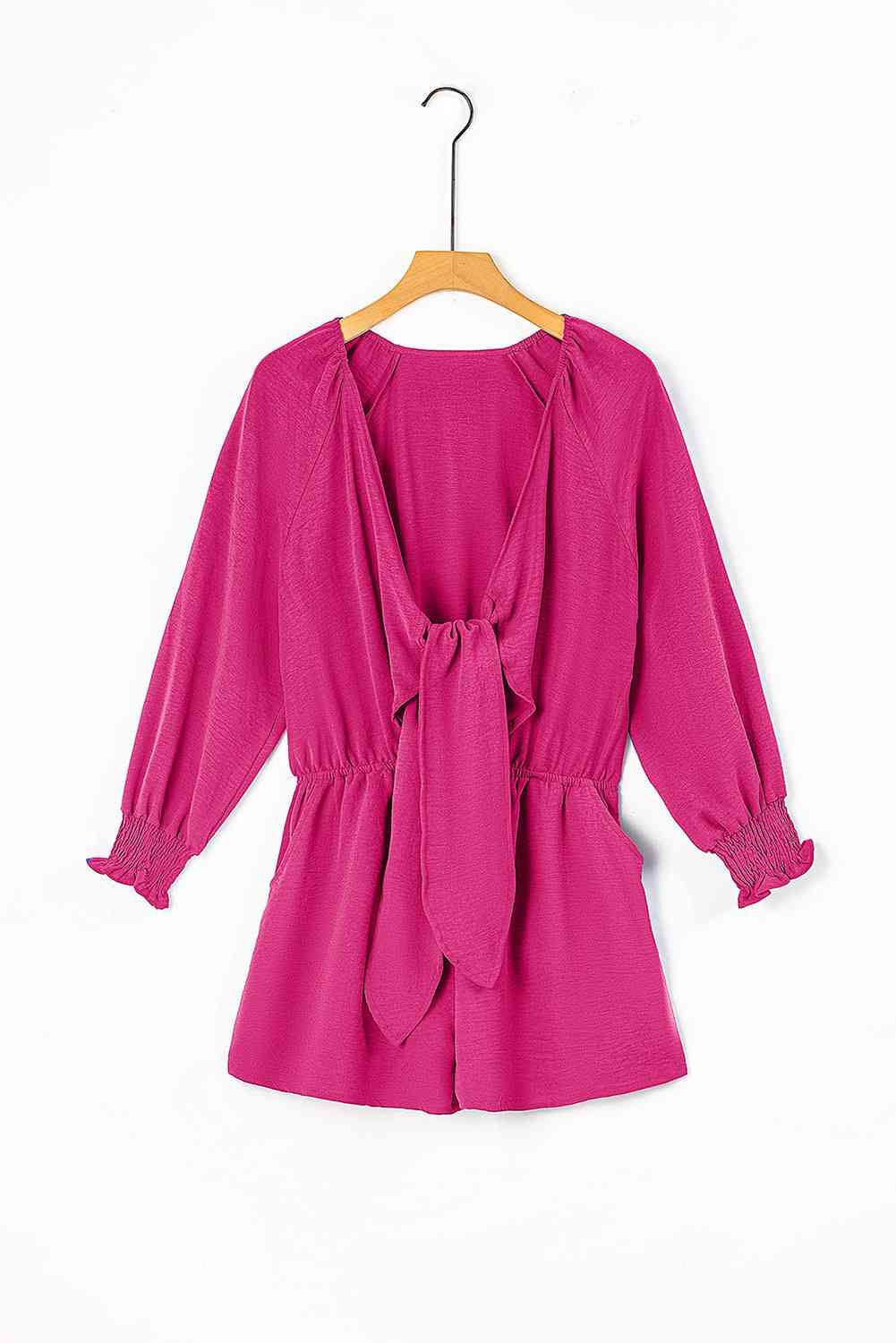 Tied Flounce Sleeve Plunge Romper - Mad Gringa Hats & Boutique