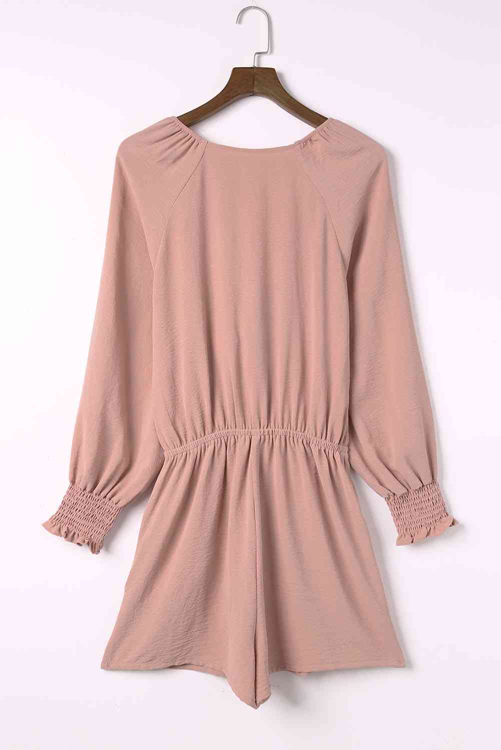 Tied Flounce Sleeve Plunge Romper - Mad Gringa Hats & Boutique