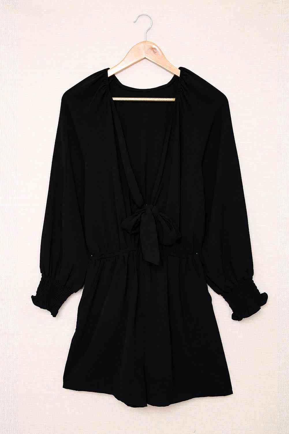 Tied Flounce Sleeve Plunge Romper - Mad Gringa Hats & Boutique