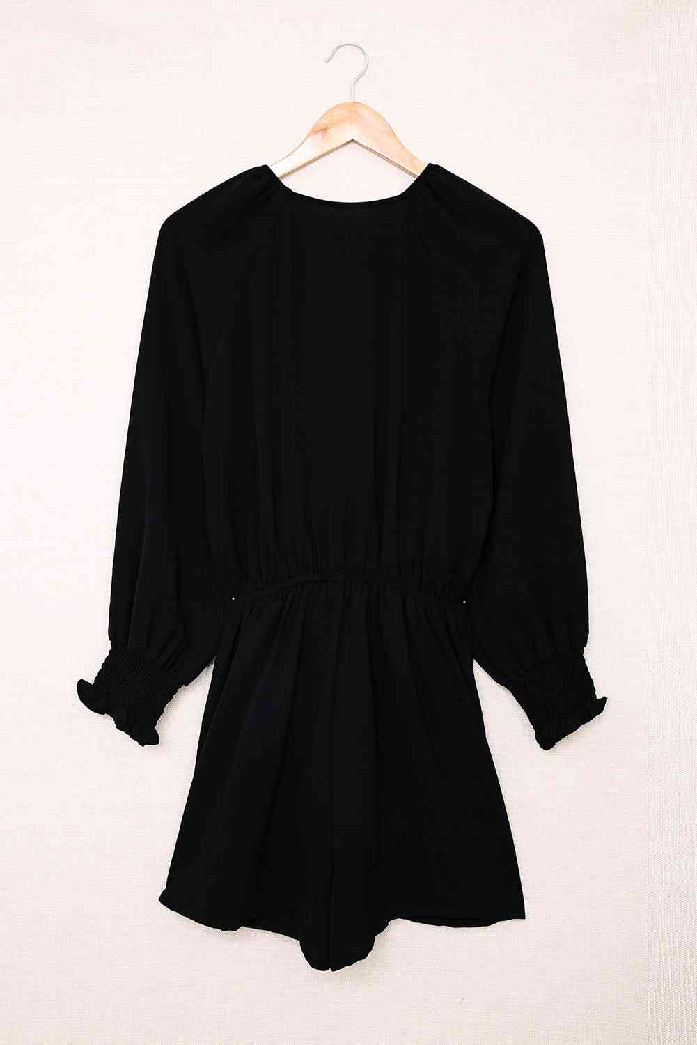 Tied Flounce Sleeve Plunge Romper - Mad Gringa Hats & Boutique