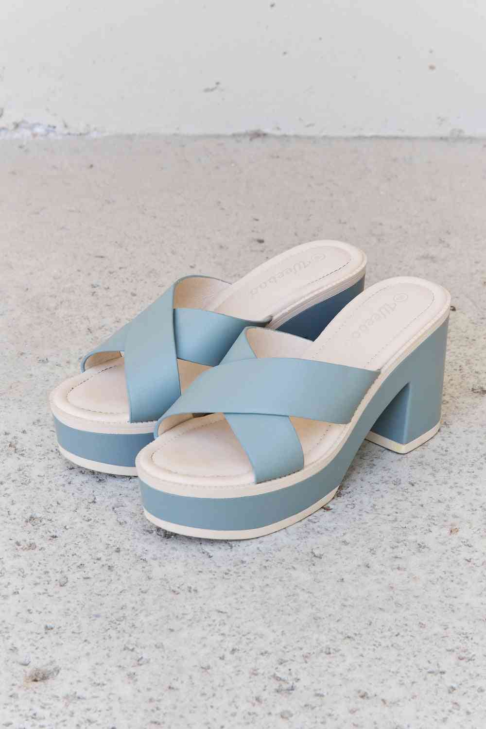 Weeboo Cherish The Moments Contrast Platform Sandals in Misty Blue - Mad Gringa Hats & Boutique