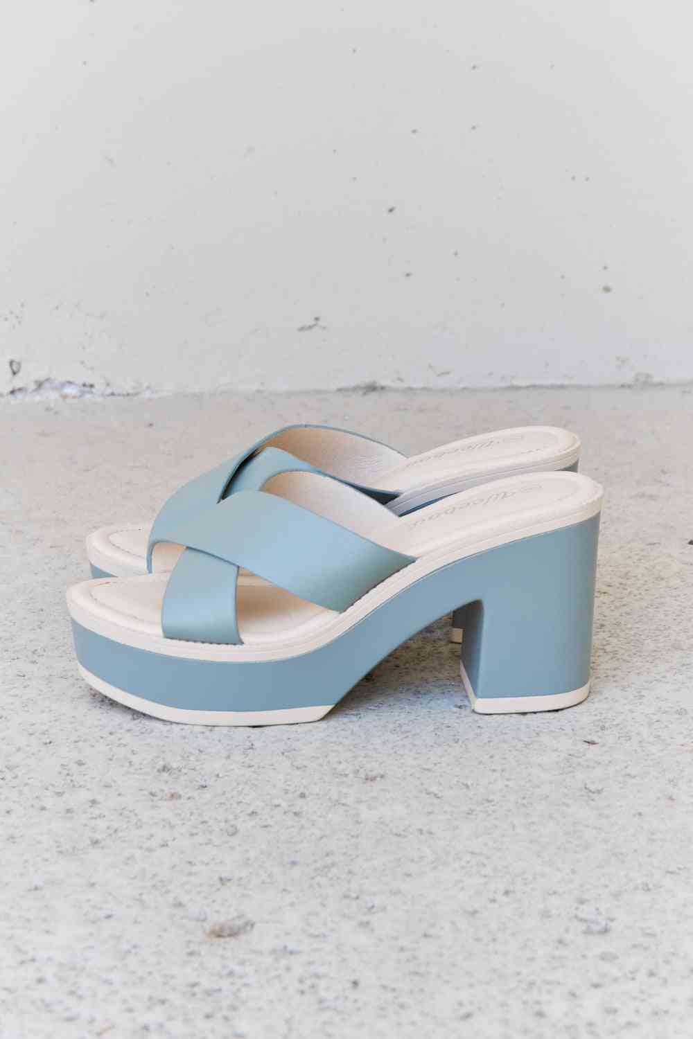 Weeboo Cherish The Moments Contrast Platform Sandals in Misty Blue - Mad Gringa Hats & Boutique