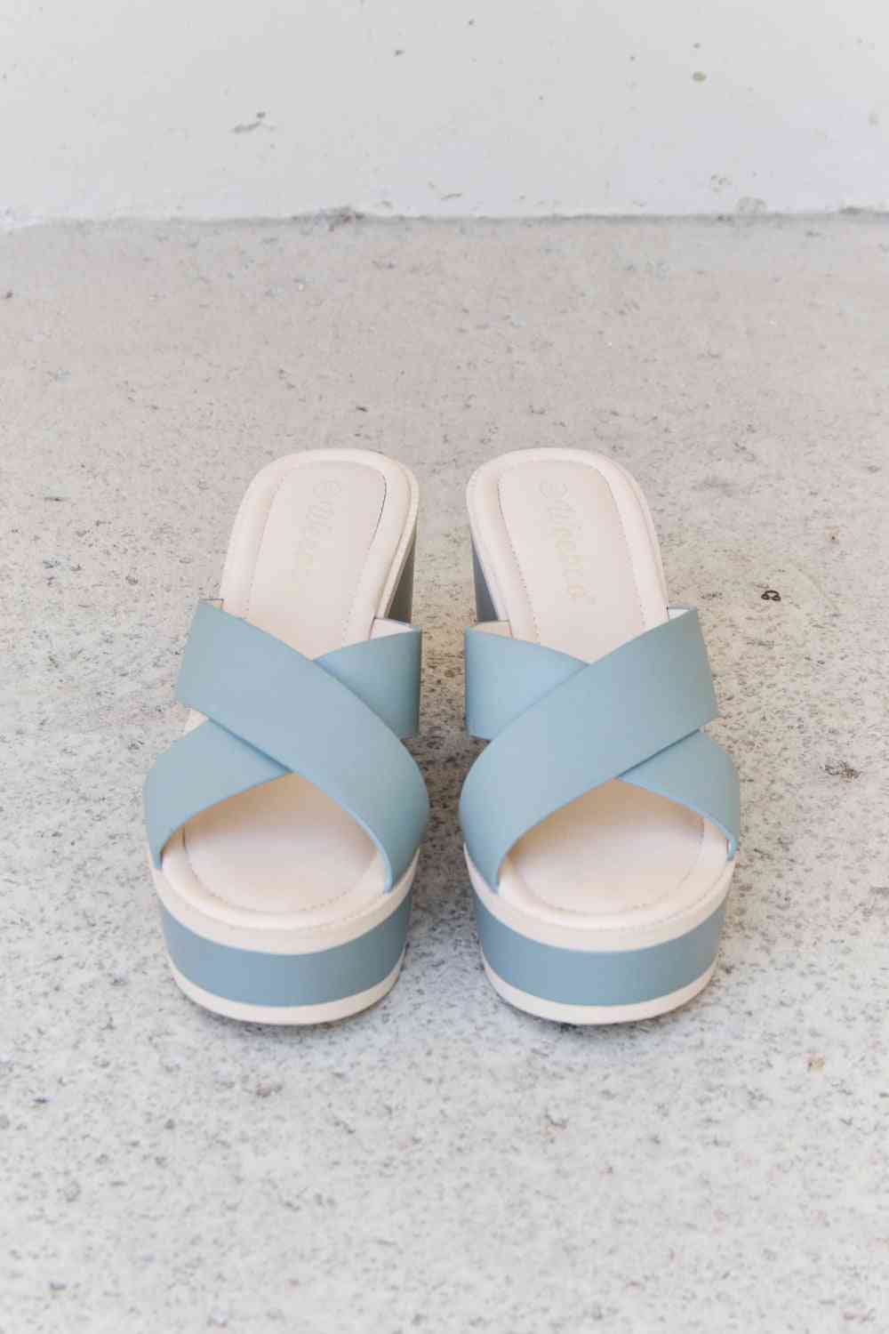 Weeboo Cherish The Moments Contrast Platform Sandals in Misty Blue - Mad Gringa Hats & Boutique