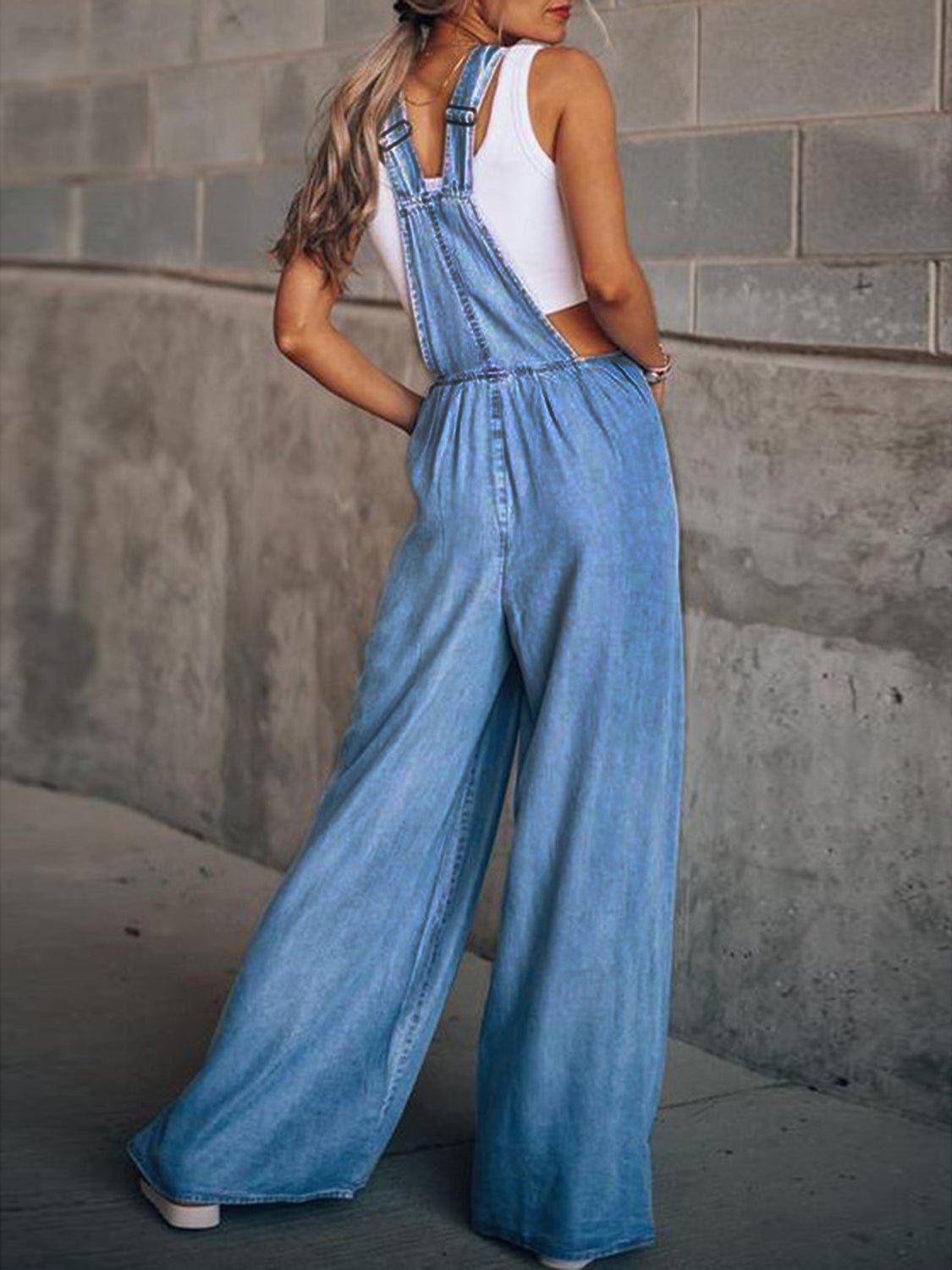 Wide Leg Denim Overalls - Mad Gringa Hats & Boutique