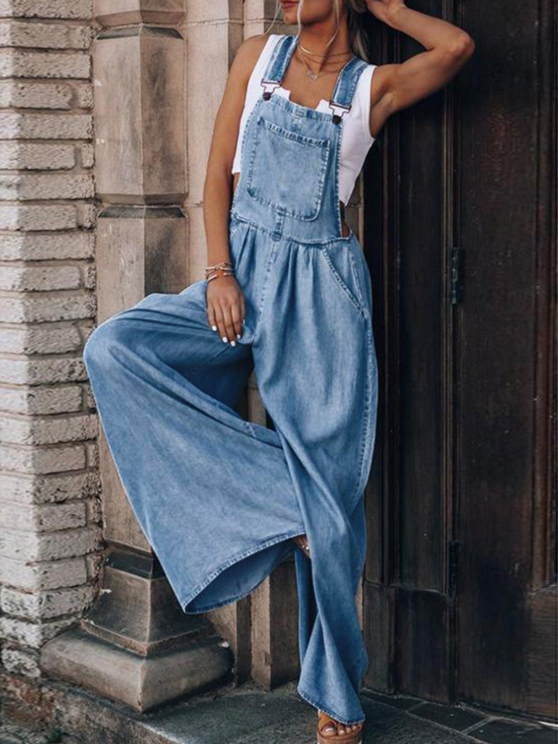 Wide Leg Denim Overalls - Mad Gringa Hats & Boutique