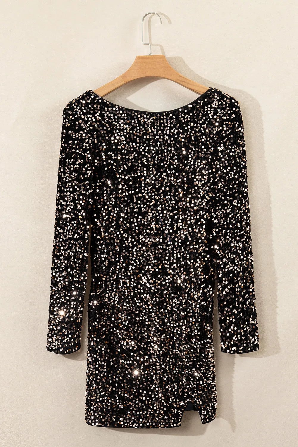 Backless Sequin Round Neck Long Sleeve Dress - Mad Gringa Hats & Boutique