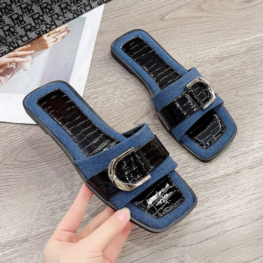 Buckle Trim Open Toe Sandals - Mad Gringa Hats & Boutique