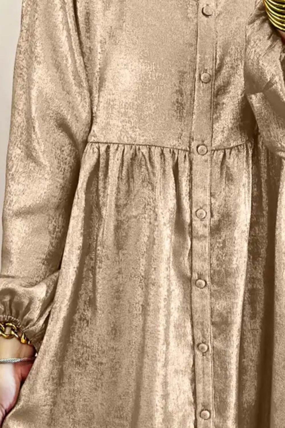 Metallic Sheen Long Sleeve Mini Dress - Mad Gringa Hats & Boutique