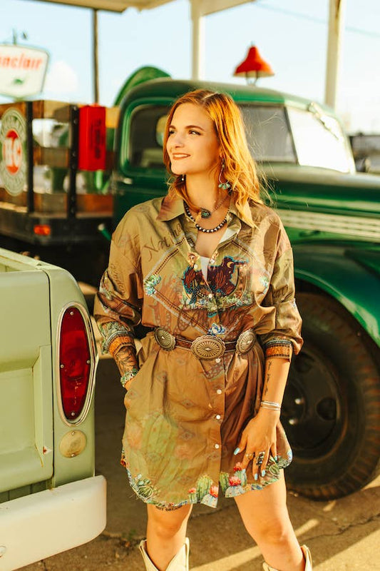 National Rodeo Vintage Cowgirl Button Down Dress - Mad Gringa Hats & Boutique
