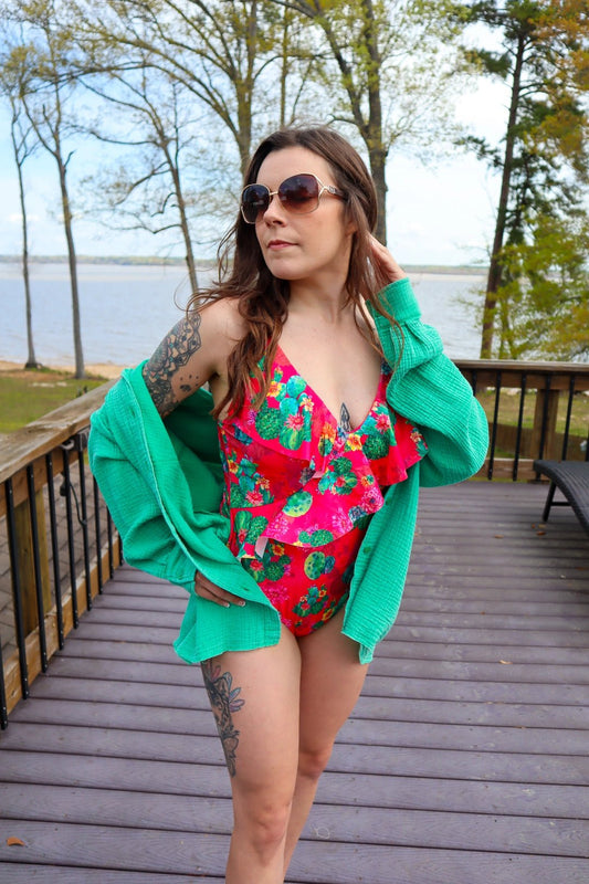 NEW ARRIVAL-Travis Surplice Flounce Swimsuit - Mad Gringa Hats & Boutique