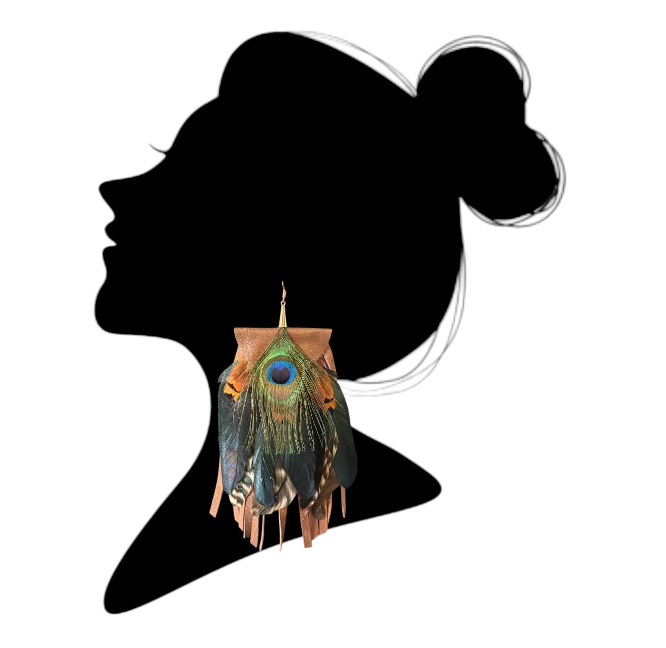 Peacock Leather Feather Earrings - Mad Gringa Hats & Boutique