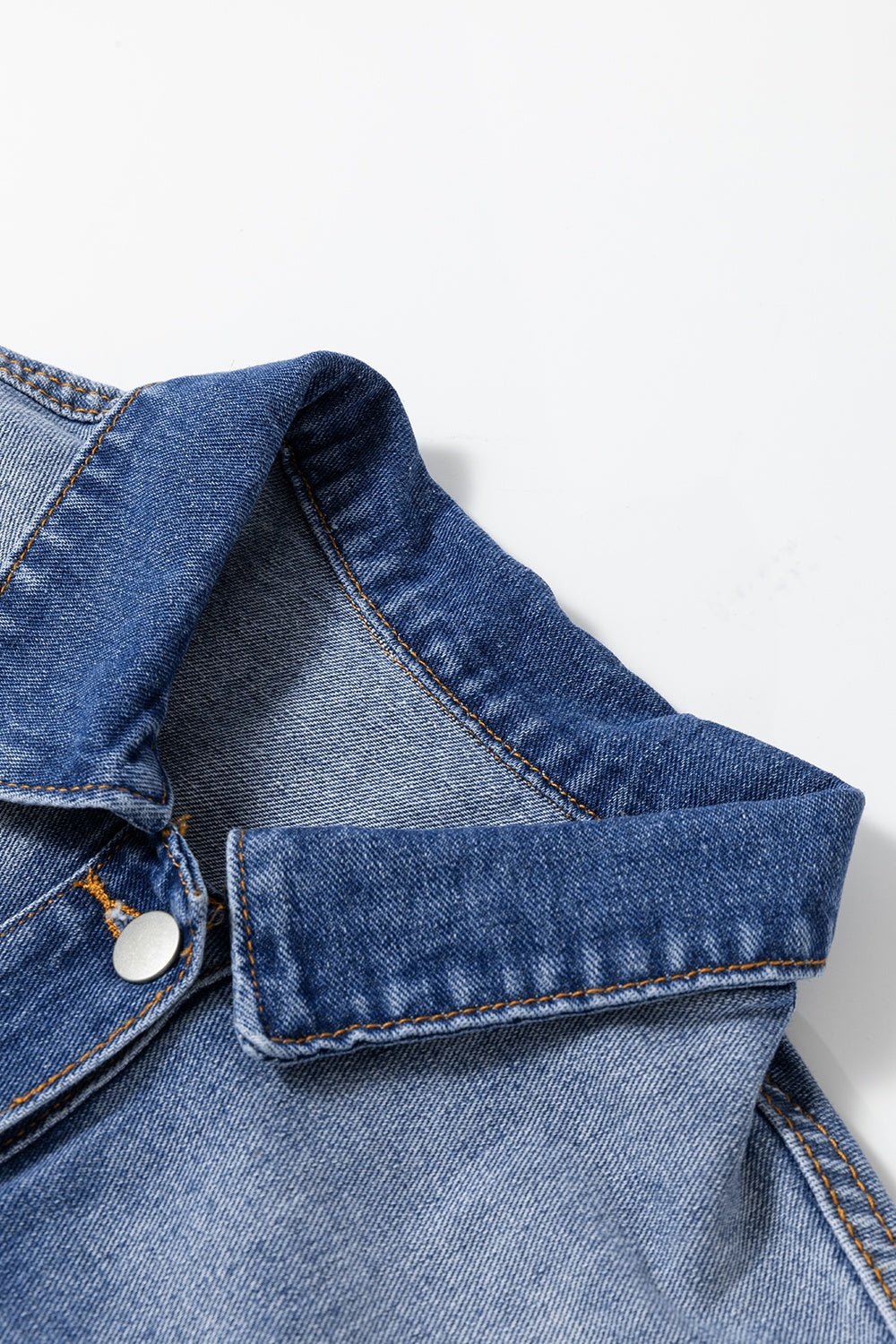 Ruffled Raw Hem Half Sleeve Denim Top - Mad Gringa Hats & Boutique