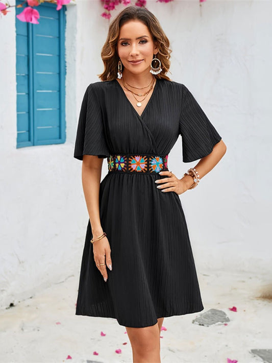Surplice Flutter Sleeve Mini Dress - Mad Gringa Hats & Boutique