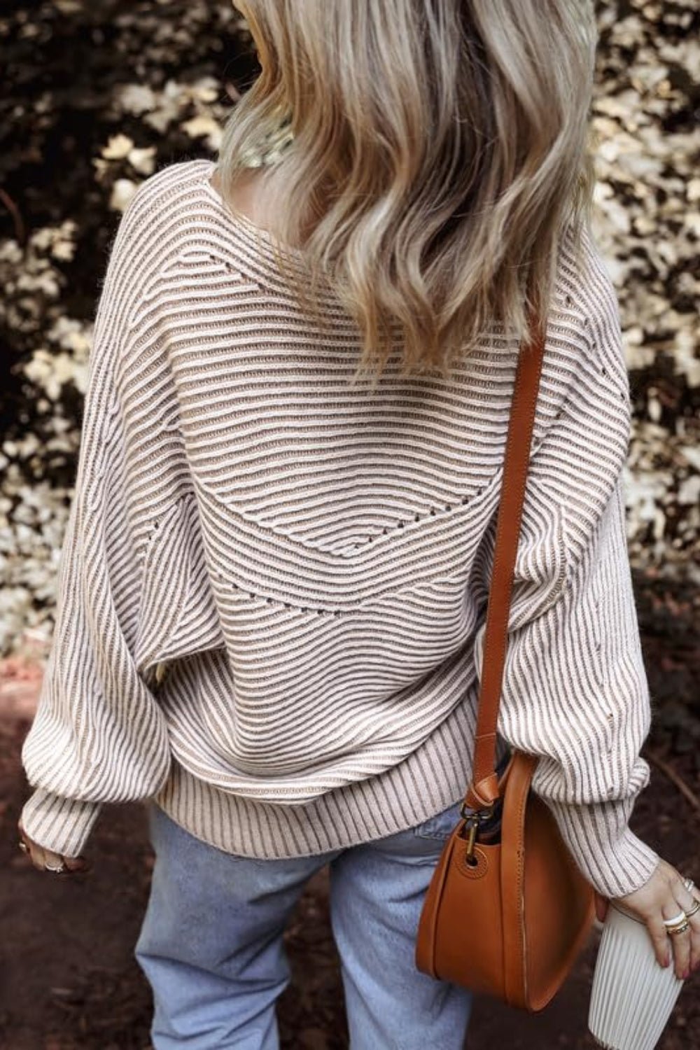 Textured Striped Round Neck Long Sleeve Top - Mad Gringa Hats & Boutique