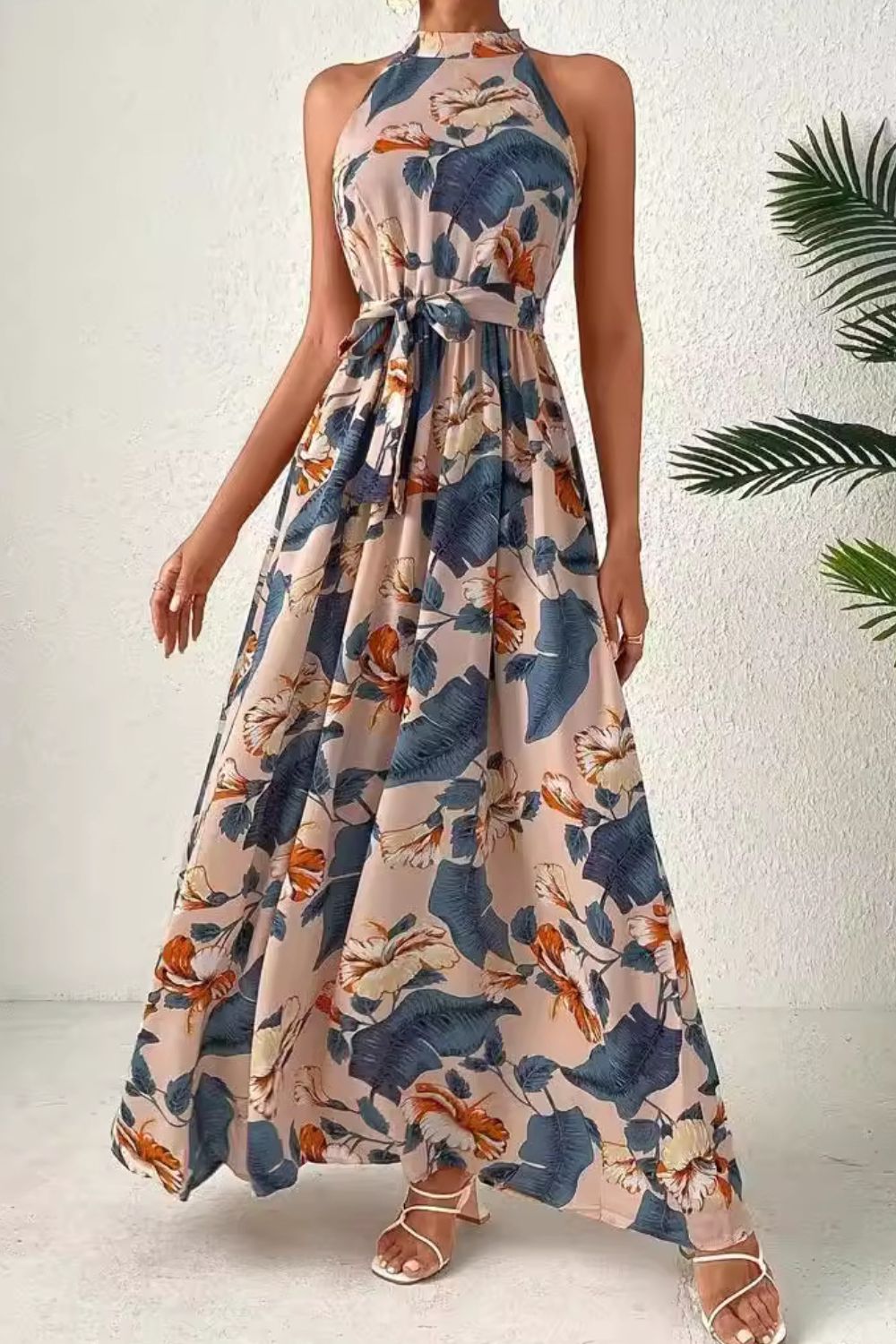 Tied Slit Floral Sleeveless Dress - Mad Gringa Hats & Boutique