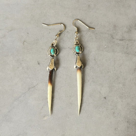 Turquoise Porcupine Quill Earrings - Mad Gringa Hats & Boutique