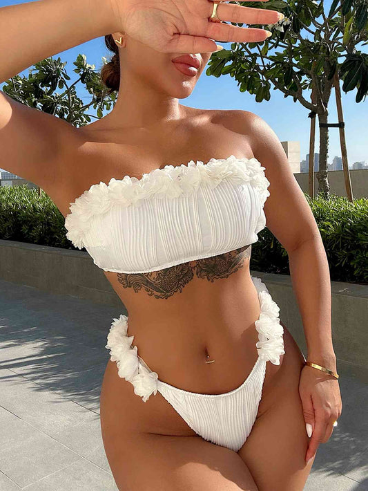 Applique Tie Back Two-Piece Bikini Set - Mad Gringa Hats & Boutique
