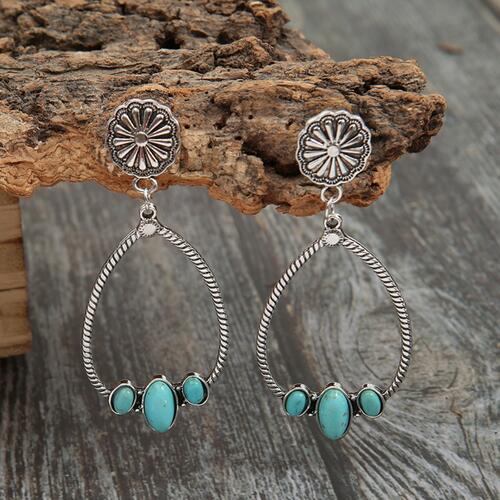 Artificial Turquoise Teardrop Earrings - Mad Gringa Hats & Boutique