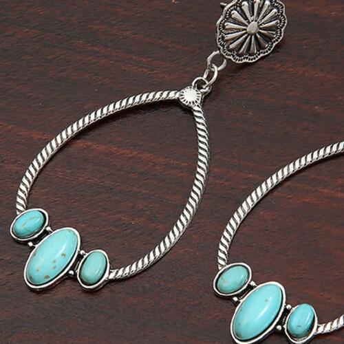 Artificial Turquoise Teardrop Earrings - Mad Gringa Hats & Boutique