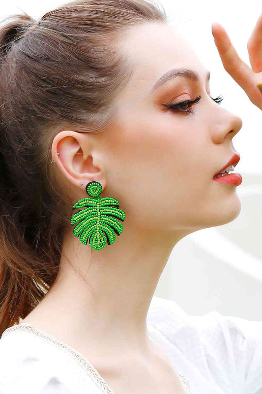 Beaded Banana Leaf Earrings - Mad Gringa Hats & Boutique