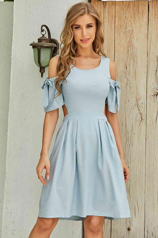 Cutout Tied Cold-Shoulder Dress - Mad Gringa Hats & Boutique