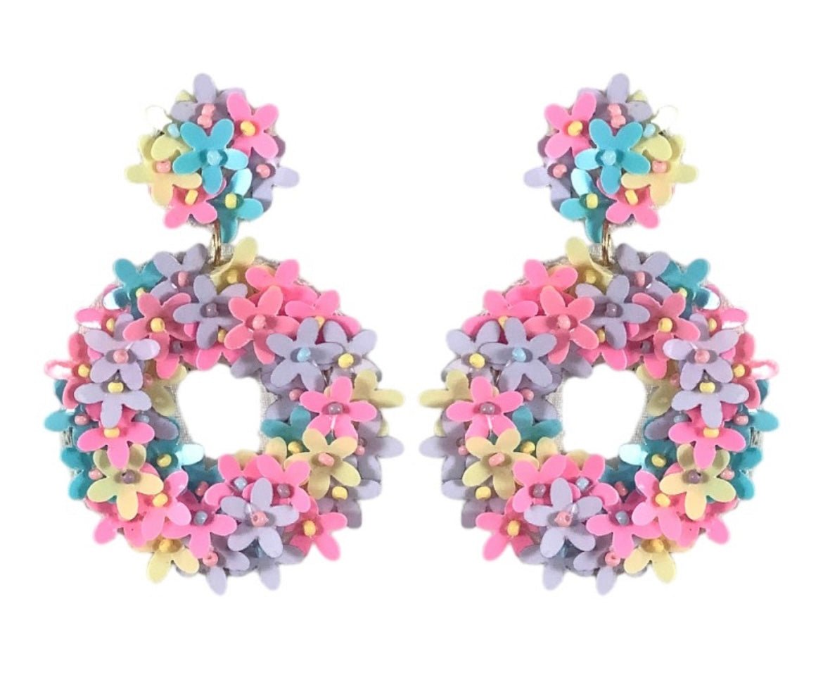 Flower Multi Pastel Earrings - Mad Gringa Hats & Boutique