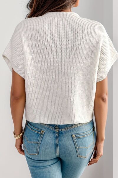 Flower Round Neck Short Sleeve Sweater - Mad Gringa Hats & Boutique