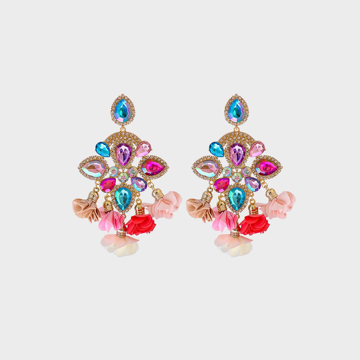 Flower Shape Rhinestone Alloy Dangle Earrings - Mad Gringa Hats & Boutique