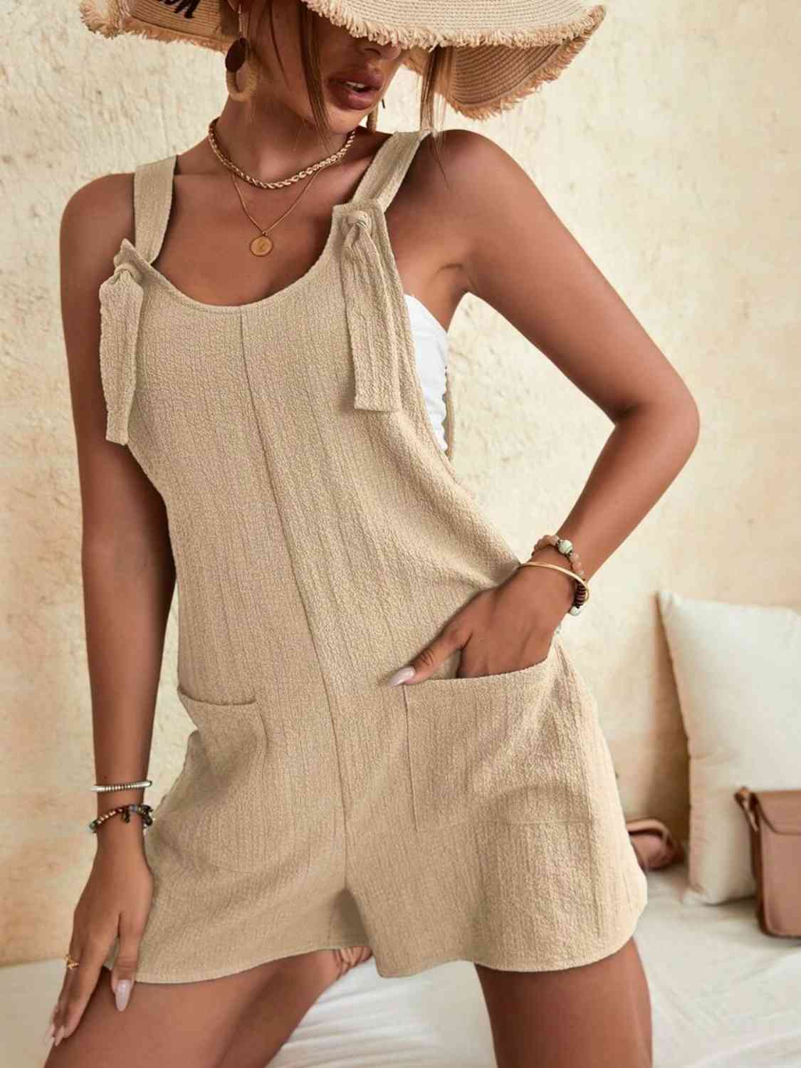 Full Size Scoop Neck Romper with Pockets - Mad Gringa Hats & Boutique
